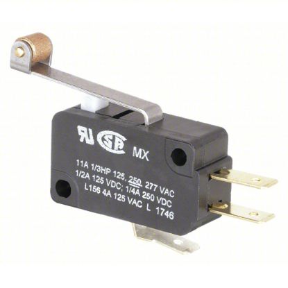 Picture of Miniature Snap Action Switch: Roller Lever Actuator, 1NO/1NC, Quick Connect
